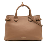 Medium Leather and House Check Banner Satchel